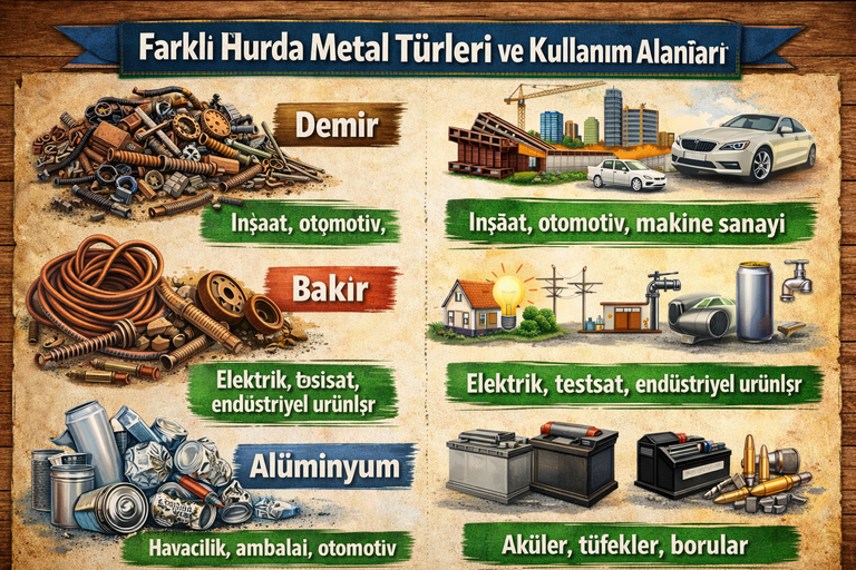 Farklı hurda metal türleri (demir, bakır, alüminyum, kurşun vb.) ve kullanım alanları. - İstanbul/Kadıköy | Güncel Fiyatlar, Yerinde Alım ve Profesyonel Rehber